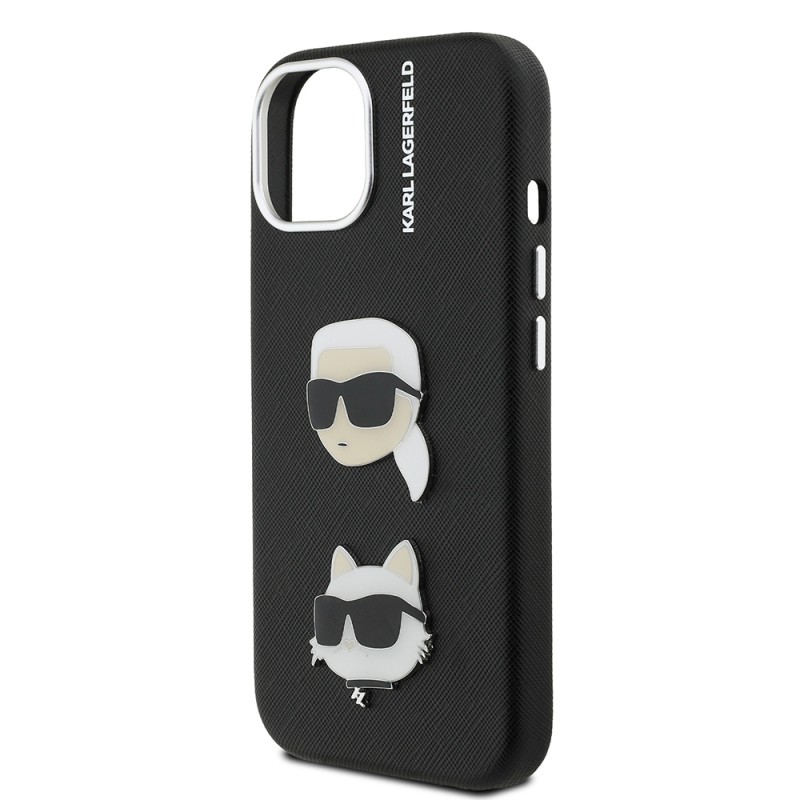 Apple iPhone 15 Kılıf Karl Lagerfeld Orjinal Lisanslı K&C Heads Pin Kapak - 7