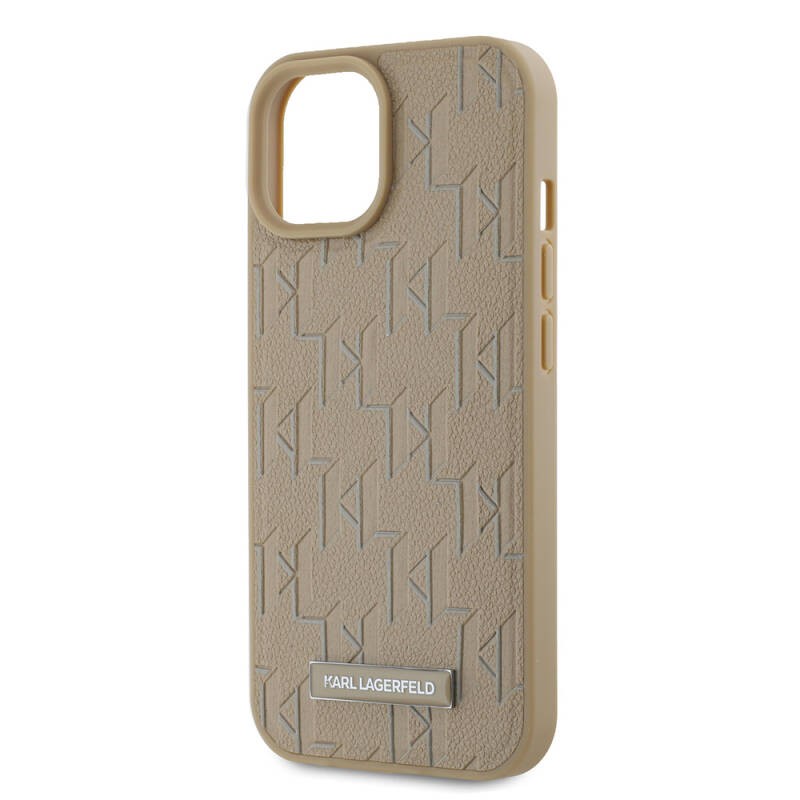 Apple iPhone 15 Kılıf Karl Lagerfeld Orjinal Lisanslı M-safe Şarj Özellikli KL Yazılı Hot Stamp Kapak - 12