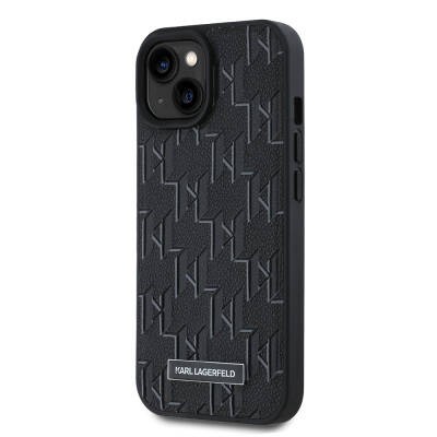 Apple iPhone 15 Kılıf Karl Lagerfeld Orjinal Lisanslı M-safe Şarj Özellikli KL Yazılı Hot Stamp Kapak - 5