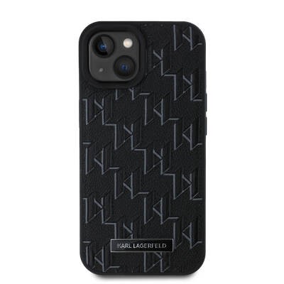 Apple iPhone 15 Kılıf Karl Lagerfeld Orjinal Lisanslı M-safe Şarj Özellikli KL Yazılı Hot Stamp Kapak - 7