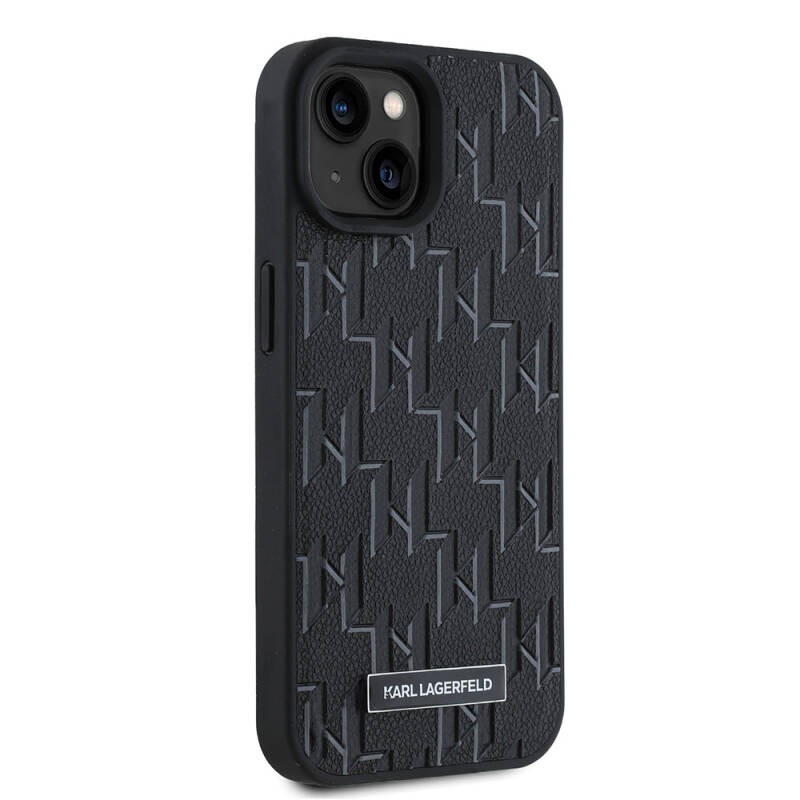 Apple iPhone 15 Kılıf Karl Lagerfeld Orjinal Lisanslı M-safe Şarj Özellikli KL Yazılı Hot Stamp Kapak - 9
