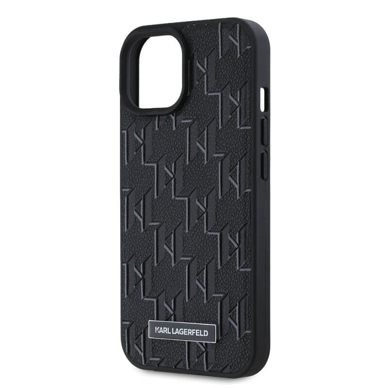 Apple iPhone 15 Kılıf Karl Lagerfeld Orjinal Lisanslı M-safe Şarj Özellikli KL Yazılı Hot Stamp Kapak - 13