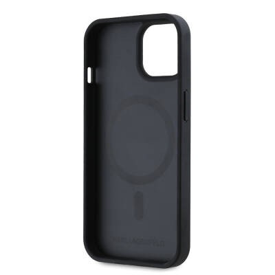 Apple iPhone 15 Kılıf Karl Lagerfeld Orjinal Lisanslı M-safe Şarj Özellikli KL Yazılı Hot Stamp Kapak - 15