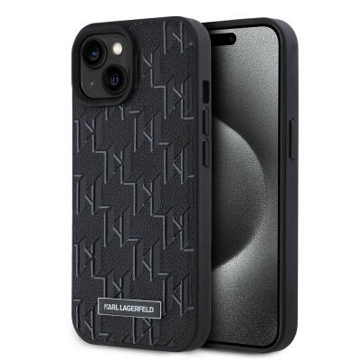 Apple iPhone 15 Kılıf Karl Lagerfeld Orjinal Lisanslı M-safe Şarj Özellikli KL Yazılı Hot Stamp Kapak - 3