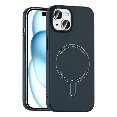 Apple iPhone 15 Kılıf M-Safe Şarj Özellikli Kamera Korumalı Zore Elio Sert PC Kapak - Zore
