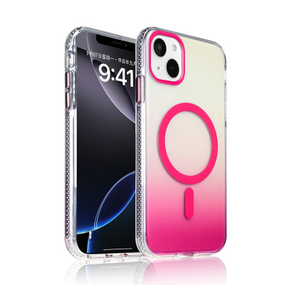 Apple iPhone 15 Kılıf M-safe Şarj Özellikli Transparan Renk Geçişli Zore Toros Kapak - Zore