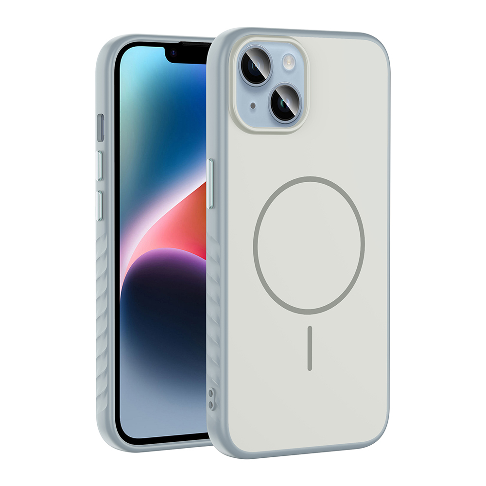 Apple iPhone 15 Kılıf M-safe Şarj Özellikli Zore Tea Kapak - Gümüş