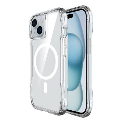 Apple iPhone 15 Kılıf M-safe Şarj Özellikli Airbagli Şeffaf Zore İncek Kapak - Zore