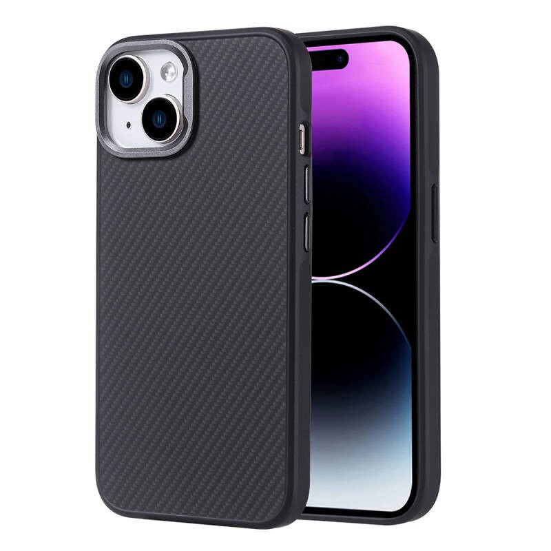 Apple iPhone 15 Kılıf M-safe Şarj Özellikli Karbon Fiber Görünümlü Zore Troy Kapak - 2