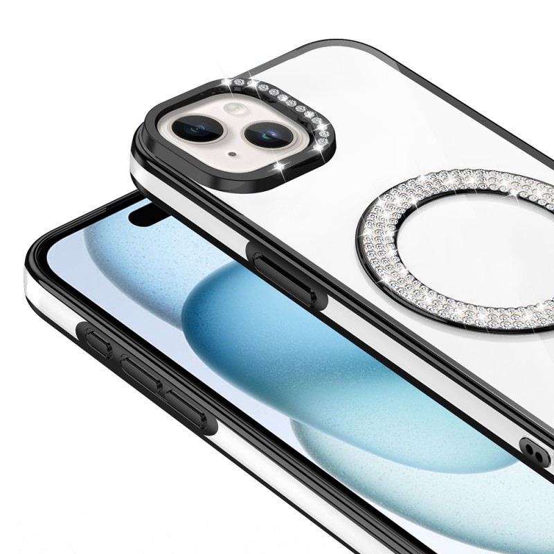 Apple iPhone 15 Kılıf Pırlanta Taş Tasarımlı M-safe Şarj Özellikli Zore Karetta Silikon Kapak - 17