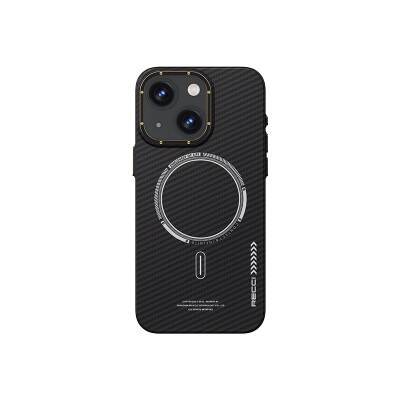Apple iPhone 15 Kılıf Recci Machinist Serisi M-safe Şarj Özellikli Magnetik Karbon Kapak - Recci
