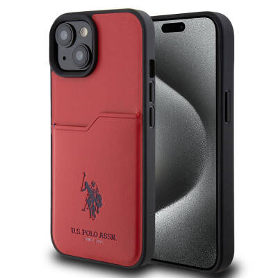 Apple iPhone 15 Kılıf U.S. Polo Assn. Orjinal Lisanslı Baskı Logolu PU Kartlıklı Kapak - U.S. Polo Assn.