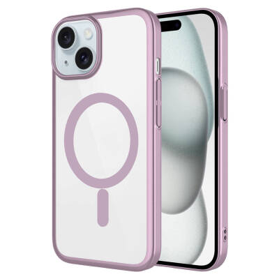 Apple iPhone 15 Kılıf Wireless Şarj Özellikli Sert PC Zore Mat Riksos M-safe Kapak - Zore