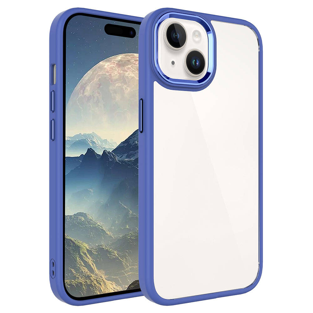 Apple iPhone 15 Kılıf Zore Krom Kapak - Lavendery Gray