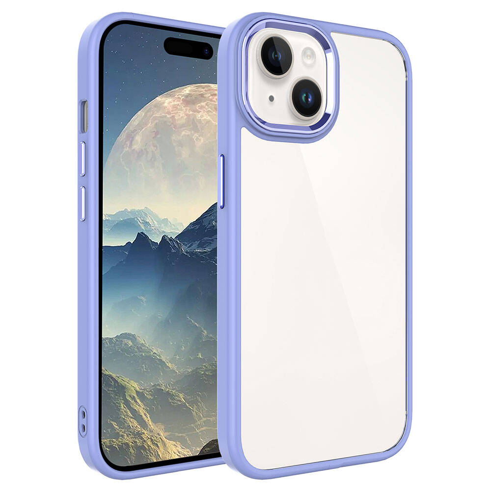 Apple iPhone 15 Kılıf Zore Krom Kapak - Lila