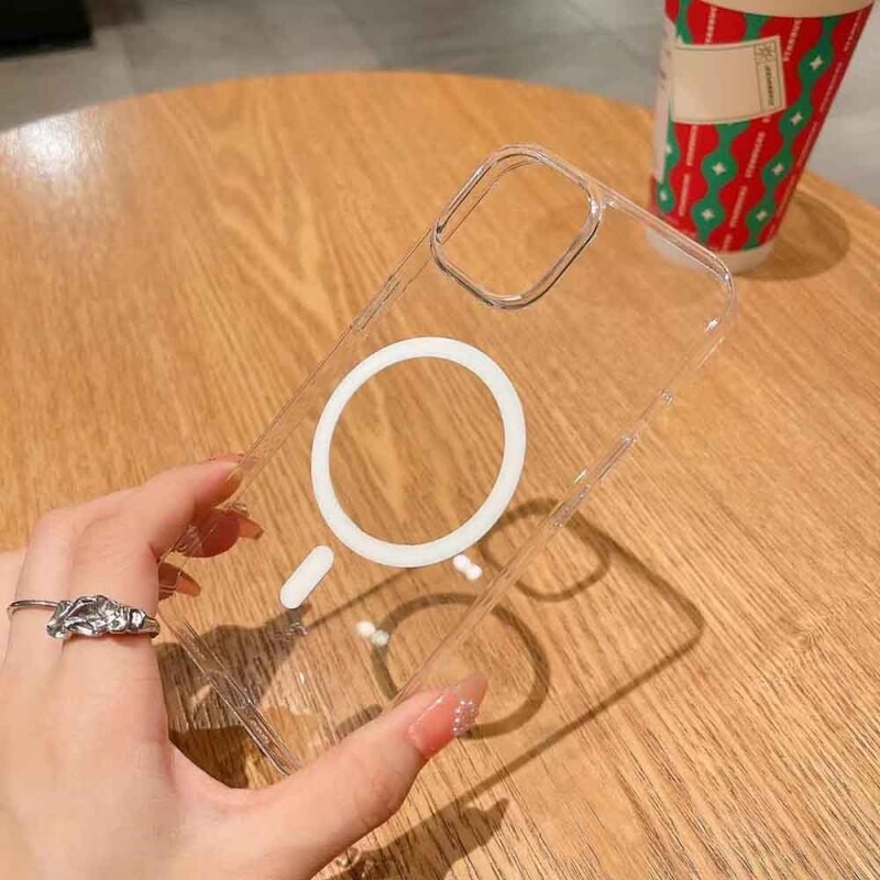 Apple iPhone 15 Plus Camera Protected M-Safe Charging Transparent Zore London Hard PC Case - 8