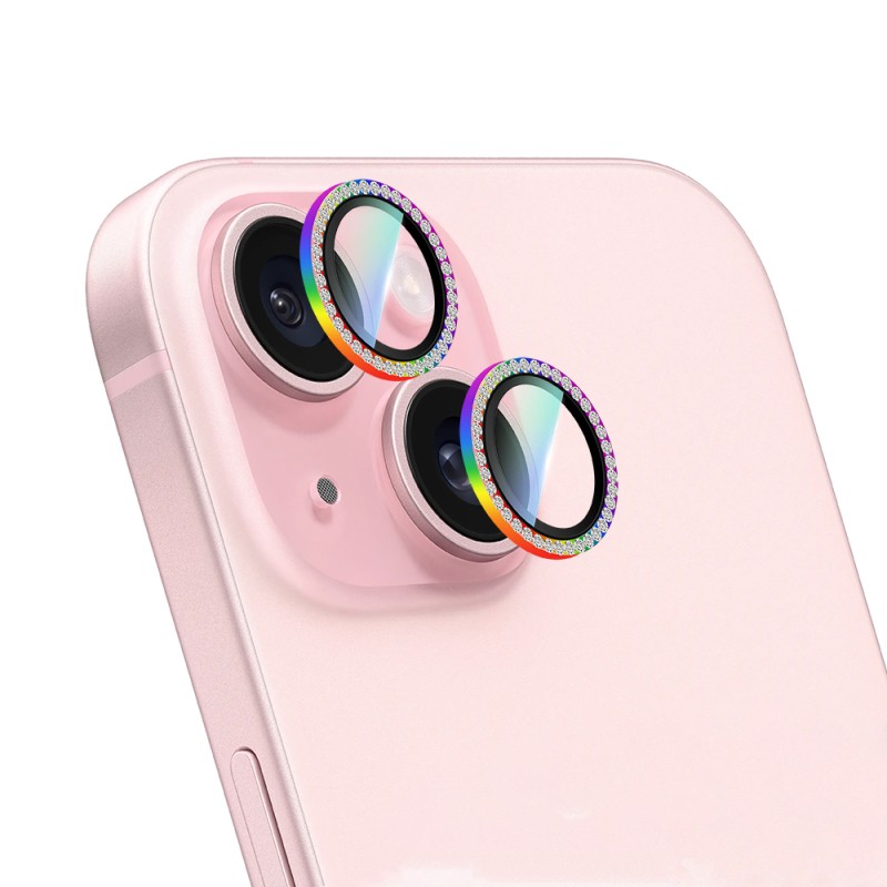 Apple iPhone 15 Plus CaseWorld Alloy Sparkling Diamond Series Stone Lens Protector - 9
