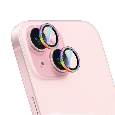Apple iPhone 15 Plus CaseWorld Alloy Sparkling Diamond Serisi Taşlı Lens Koruyucu - 9