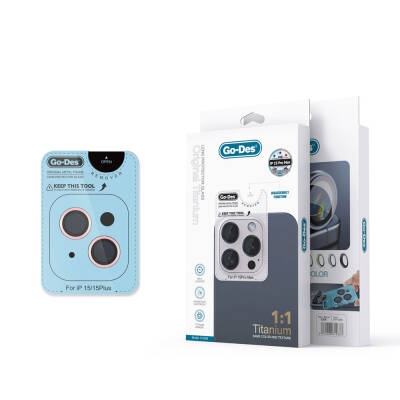 Apple iPhone 15 Plus Go Des Titanium Premium Temperli Kamera Lens Koruyucu - Go Des