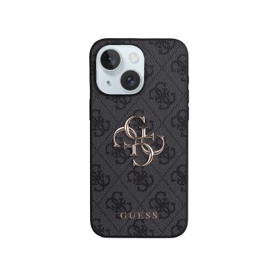 Apple iPhone 15 Plus Kılıf Guess Orjinal Lisanslı PU Deri 4G Büyük Metal Logolu Çapraz Vücut Askılı Kapak - 23