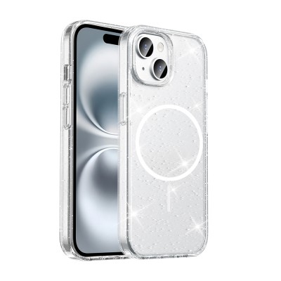 ​Apple iPhone 15 Plus Kılıf M-safe Şarj Özellikli Parlayan Simli Saydam Renkli Zore Maris Kapak - 2