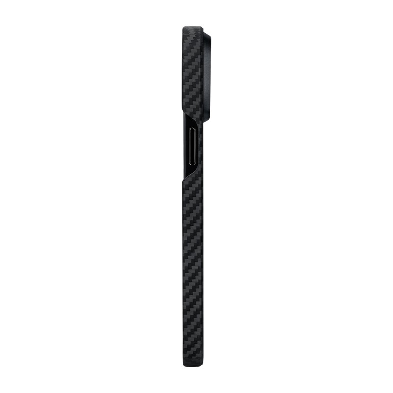 Apple iPhone 15 Plus Kılıf M-safe Şarj Özellikli 1500D Aramid Karbon Fiber Pitaka Ultra-Slim Classic Serisi Black-Grey Twill Kapak - 7
