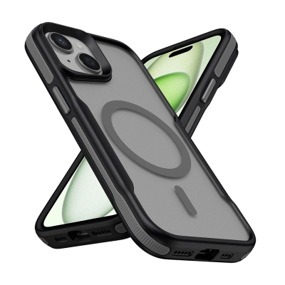 Apple iPhone 15 Plus Kılıf M-safe Şarj Özellikli Renkli Kenar Airbag Şeritli Zore Lamer Kapak - Zore