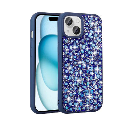 Apple iPhone 15 Plus Kılıf Parlak Taşlı Tasarım Zore Linea Kapak - Zore