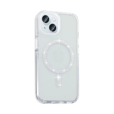 Apple iPhone 15 Plus Kılıf Taşlı Tasarım M-safe Şarj Özellikli Zore Koment Silikon Kapak - 5