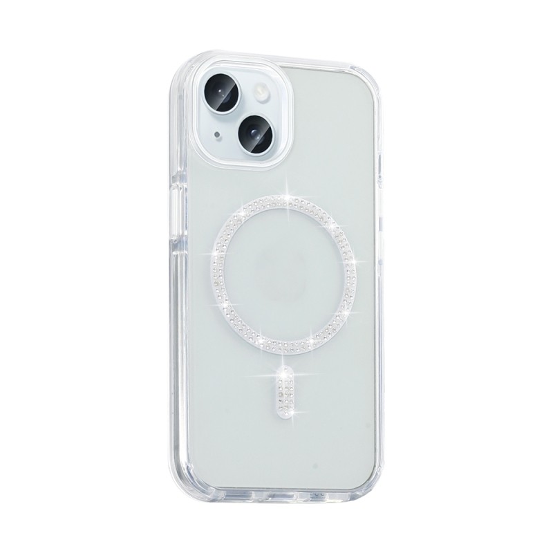 Apple iPhone 15 Plus Kılıf Taşlı Tasarım M-safe Şarj Özellikli Zore Koment Silikon Kapak - 5