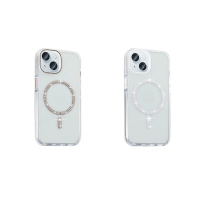 Apple iPhone 15 Plus Kılıf Taşlı Tasarım M-safe Şarj Özellikli Zore Koment Silikon Kapak - 8