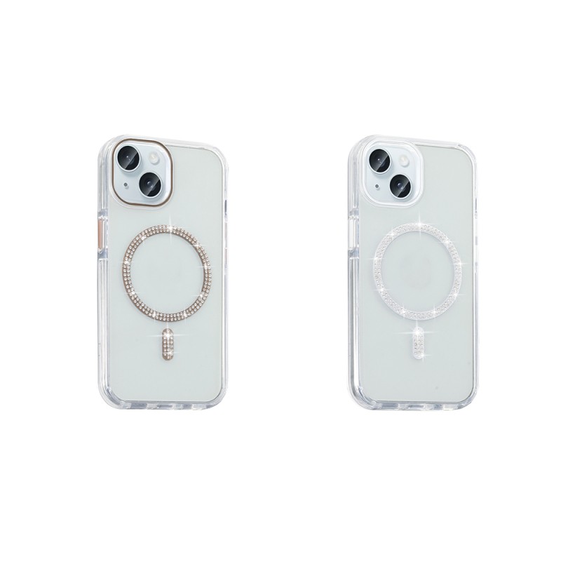 Apple iPhone 15 Plus Kılıf Taşlı Tasarım M-safe Şarj Özellikli Zore Koment Silikon Kapak - 8