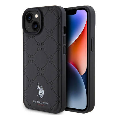 Apple iPhone 15 Plus Kılıf U.S. Polo Assn. Orjinal Lisanslı HS Desenli Baskı Logolu Suni Deri Kapak - U.S. Polo Assn.