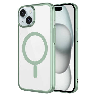 Apple iPhone 15 Plus Kılıf Wireless Şarj Özellikli Sert PC Zore Mat Riksos M-safe Kapak - Zore