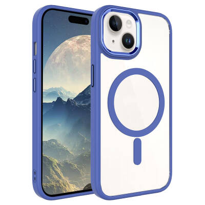 Apple iPhone 15 Plus Kılıf Wireless Şarj Özellikli Zore Krom M-safe Silikon Kapak - Zore