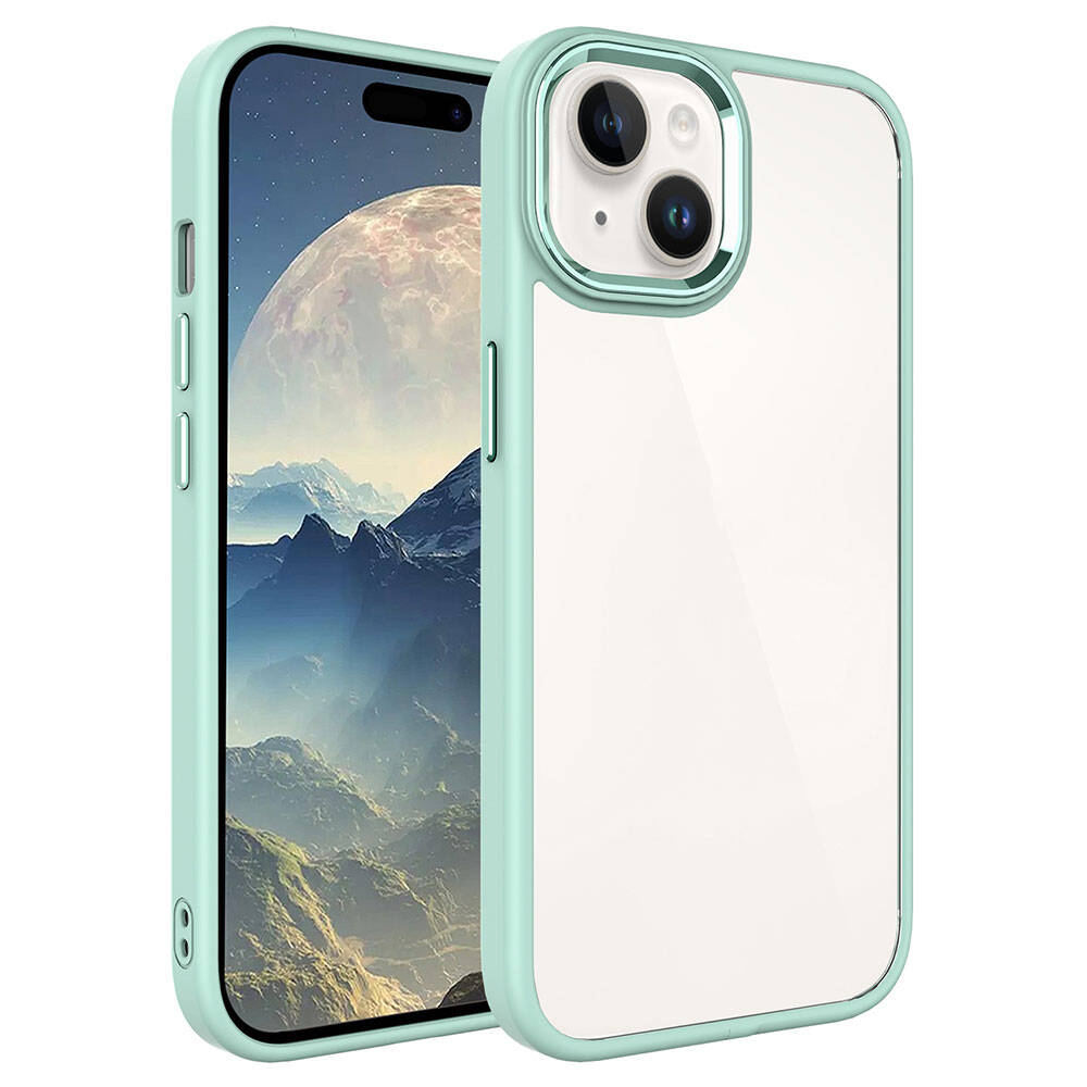 Apple iPhone 15 Plus Kılıf Zore Krom Kapak - Yeşil