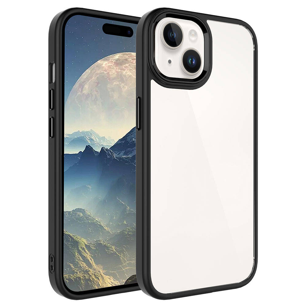 Apple iPhone 15 Plus Kılıf Zore Krom Kapak - Siyah