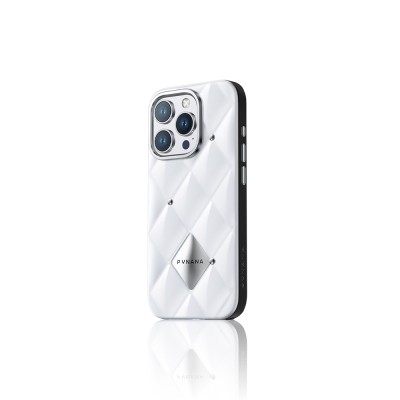 Apple iPhone 15 Pro Case Bright Rear Surface Buffening Design Kapitone Pynana Metal Diamond Series Cover - 3