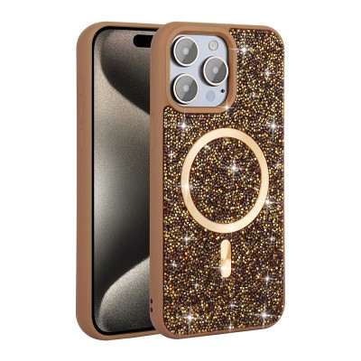Apple iPhone 15 Pro Case Diamond Design Magsafe Charging Zore Mosaic Silicone Cover - 6