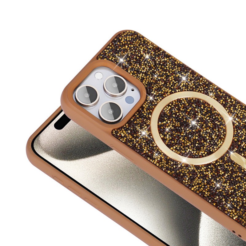 Apple iPhone 15 Pro Case Diamond Design Magsafe Charging Zore Mosaic Silicone Cover - 9