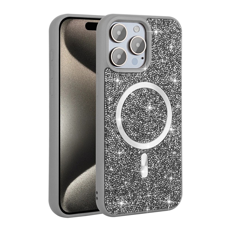 Apple iPhone 15 Pro Case Diamond Design Magsafe Charging Zore Mosaic Silicone Cover - 7