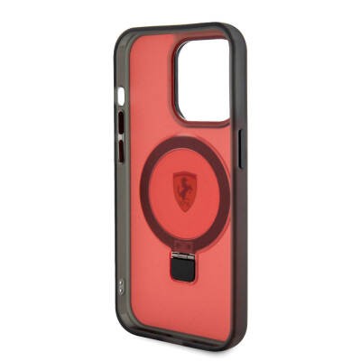 Apple iPhone 15 Pro Case Ferrari Magsafe Frosted Surface Design Cover with Charging Feature Stand - 15