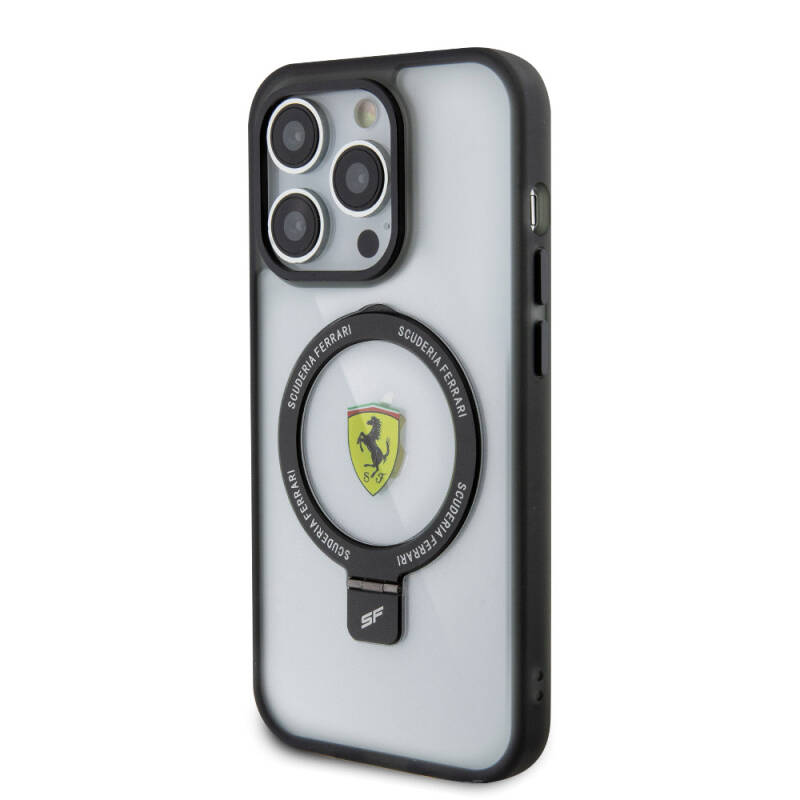 Apple iPhone 15 Pro Case Ferrari Magsafe Frosted Surface Design Cover with Charging Feature Stand - 19