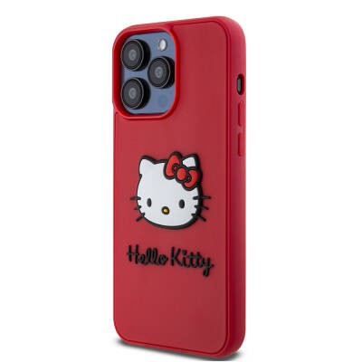 Apple iPhone 15 Pro Case Hello Kitty Original Licensed Text and Iconic Logo 3D Rubber Kitty Head Cover  - 2