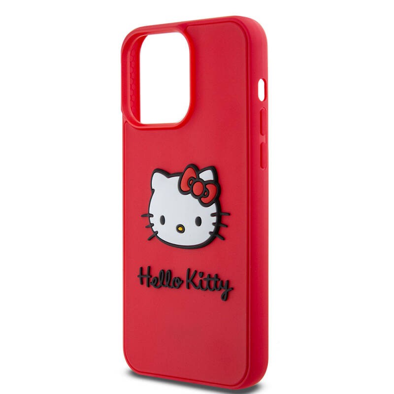 Apple iPhone 15 Pro Case Hello Kitty Original Licensed Text and Iconic Logo 3D Rubber Kitty Head Cover  - 6