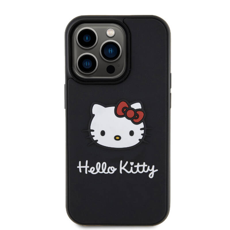 Apple iPhone 15 Pro Case Hello Kitty Original Licensed Text and Iconic Logo 3D Rubber Kitty Head Cover  - 12