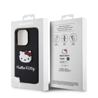 Apple iPhone 15 Pro Case Hello Kitty Original Licensed Text and Iconic Logo 3D Rubber Kitty Head Cover  - 17