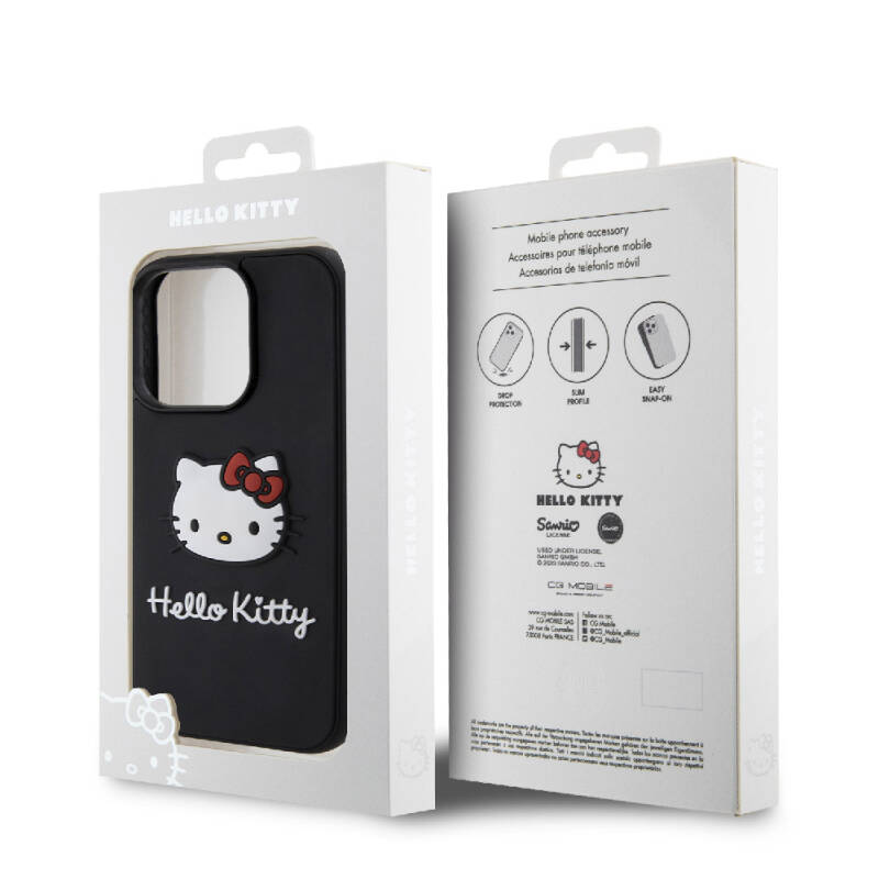Apple iPhone 15 Pro Case Hello Kitty Original Licensed Text and Iconic Logo 3D Rubber Kitty Head Cover  - 17
