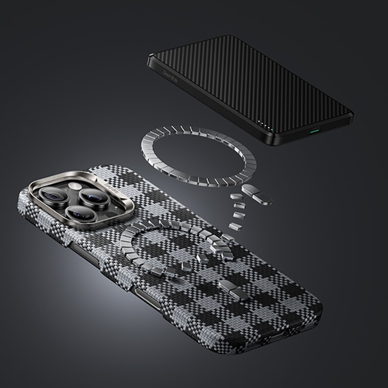 Apple iPhone 15 Pro Case M-safe Charging Feature Plaid Design Benks ArmorVichy Kevlar Cover - 13