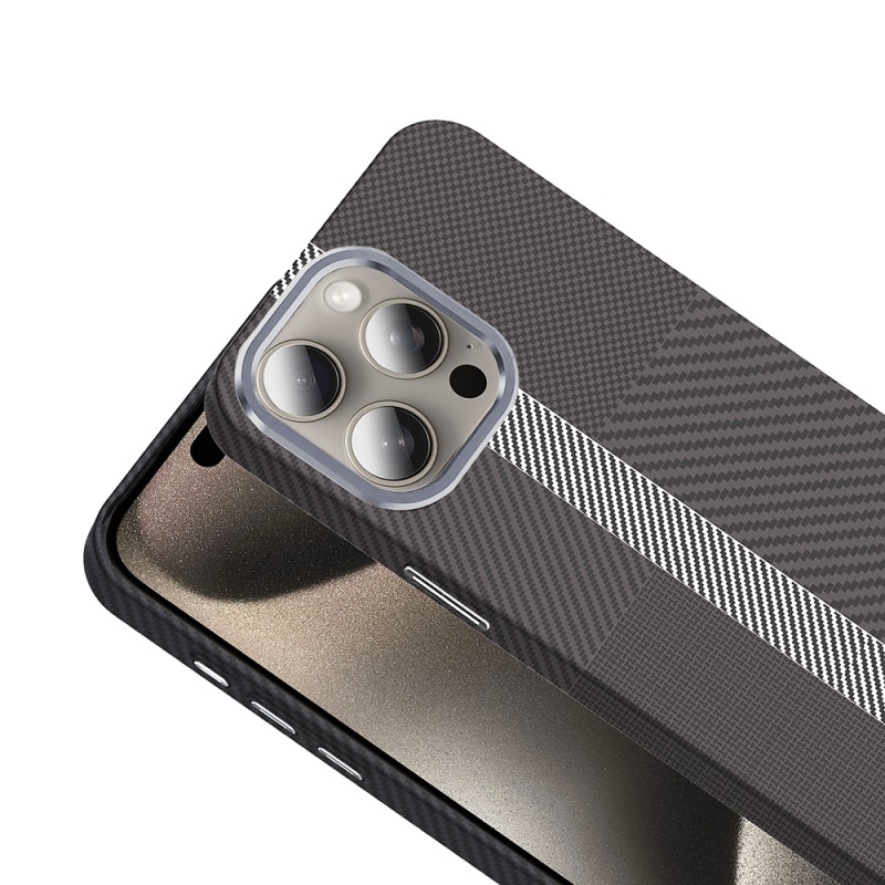 Apple iPhone 15 Pro Case Magsafe Charging Feature Carbon Fiber Look Zore Gros Cover - 13